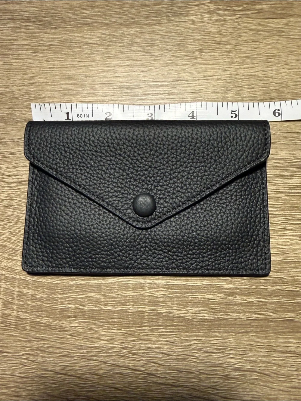 Black Pebbled Leather Envelope Card Wallet